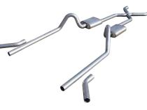 Crossmember Back w/X-Pipe Exhaust System 55-57 Tri-Five Chevy Split Rear Dual Exit 2.5 in Intermediate And Tail Pipe Turbo Pro Mufflers/Hardware Incl Tip Not Incl Pypes Exhaust