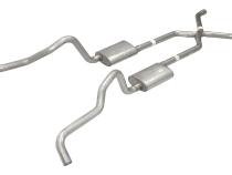 Crossmember Back w/X-Pipe Exhaust System 55-57 Chevy Wagon Split Rear Dual Exit 2.5 in Intermediate X-Pipe And Tail Pipe Street Pro Mufflers/Hardware Incl Tip Not Incl Pypes Exhaust