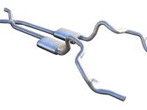 Crossmember Back w/X-Pipe Exhaust System 70-74 F-Body Split Rear Dual Exit 2.5 in Intermediate And Tail Pipe Race Pro Mufflers/Hardware Incl Tip Not Incl Pypes Exhaust