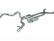 Crossmember Back w/X-Pipe Exhaust System 70-74 F-Body Split Rear Dual Quarter Exit 3in Intermediate And Tail Pipe Turbo Pro Mufflers/Hardware Incl Tip Not Incl Polished 409 Stainless Pypes Exhaust