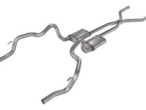 Crossmember Back w/H-Pipe Exhaust System 70-74 F-Body Split Rear Dual Exit 2.5 in Intermediate And Tail Pipe Turbo Pro Mufflers/Hardware Incl Tip Not Incl Pypes Exhaust