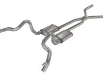 Crossmember Back w/H-Pipe Exhaust System 70-74 F-Body Split Rear Dual Quarter Exit 3in Intermediate And Tail Pipe Turbo  Pro Mufflers/Hardware Incl Tip Not Incl Polished 304 Stainless Pypes Exhaust