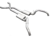 Crossmember Back w/X-Pipe Exhaust System 67-69 Split Rear Dual Exit 3 in Intermediate And Tail Pipe Race Pro Mufflers/Hardware Incl Tip Not Incl Natural 409 Stainless Steel Pypes Exhaust