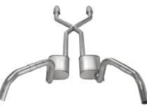 Crossmember Back w/X-Pipe Exhaust System 75-79 Nova Split Rear Dual Exit 2.5 in Intermediate And Tail Pipe Turbo Pro Muffler/Hardware Incl Tip Not Incl Catalytic Converter Incl Pypes Exhaust