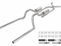 Crossmember Back W/ X-Pipe Exhaust System 63-66 GM Truck Split Rear Dual Exit 2.5 Inch Intermediate And Tailpipe Hardware Incl Turbo Pro Muffler Incl And Tip Not Incl Stainless Steel Pypes Exhaust