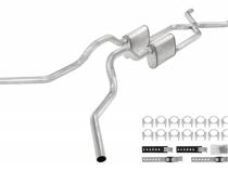 Crossmember Back W/ X-Pipe Exhaust System 63-66 GM Truck Split Side Dual Exit 2.5 Inch Intermediate And Tailpipe Hardware Incl Street Pro Muffler Incl And Tip Not Incl Stainless Steel Pypes Exhaust