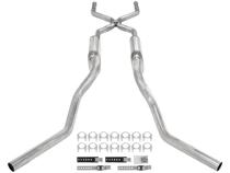 Crossmember Back W/ H-Pipe Exhaust System 63-66 GM Truck Split Side Dual Exit 2.5 Inch Intermediate And Tailpipe Hardware Incl Turbo Pro Muffler Incl And Tip Not Incl Stainless Steel Pypes Exhaust