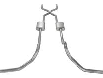 Crossmember Back w/H-Pipe Exhaust System 67-74 GM Split Rear Dual Exit 2.5 in Intermediate And Tail Pipe Turbo Pro Muffler/Hdw Incl Tip Not Incl Natural Finish 409 Stainless Steel Pypes Exhaust