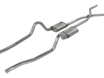 Crossmember Back w/H-Pipe Exhaust System 67-73 Mopar A-Body Split Rear Dual Exit 2.5 in Intermediate And Tail Pipe Violator Mufflers/Hardware Incl Tip Not Incl Pypes Exhaust