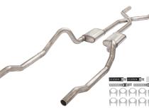 1966-1974 Mopar B-Body 3 Inch Crossmember Back Exhaust System With X-Pipe 409 Stainless With Turbo Pro Mufflers SMB13T