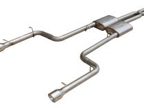 Cat Back Exhaust System Split Rear Dual Exit 66-74 Mopar B-Body 3 in Intermediate And Tail Pipe Street Pro Muffler/Hardware/4 in Polished Tips Incl Natural Finish 409 Stainless Steel Pypes Exhaust