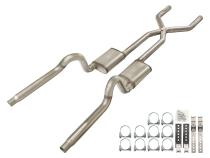 1970-1974 Mopar E-Body 3 Inch Crossmember Back Exhaust System 409 Stainless Violator Mufflers Pypes Performance Exhaust