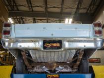 1966-71 Ford Fairlane 2.5 Inch H-Pipe Crossmember Back Quarter Panel Exit Exhaust Turbo Pro Mufflers Pypes Performance Exhaust